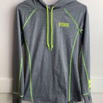 PINK - Victoria's Secret Victoria's Secret Pink Gray & Neon Yellow Athletic Hoodie Photo 1