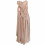 Birdy Grey NWT  Tulle Christina Dress Sandy Taupe Full Length Gown Size Small NEW Photo 6