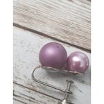 Vintage Screw Back Earrings Two Tone Purple Ball Duo Photo 2