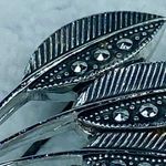 Silver Color Metal Bunch Cluster Leaf Leaves Jewelry Pin Brooch Faux Marcasite Photo 12