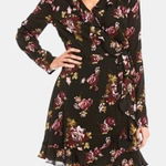 Takara  Wrap‎ Dress Spring Floral Ruffled V Neck Size Small Photo 0