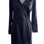 Venus Womens Black Plum Lace Blazer Wrap Dress Evening Cocktail Size US 6 Photo 2