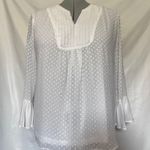 Krazy Kat Popover Womens Blouse 2XL White 3D Polka Dot Ruffle Cottage Core Fairy Photo 11
