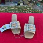 A New Day Nwt Size 6.5 Women's Kathleen Raffia Buckle Block Heels - rhinestone Photo 1