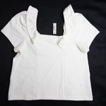 Madewell NEW  Crosshatch Ruffled‎ Top, XXS, white Photo 9