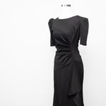 XScape  Ruffle Puff Sleeve Evening Gown Black Size 4 Photo 8