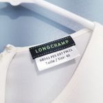 Longchamp White Crew Neck Blouse Cuff Slit Minimalist Photo 9