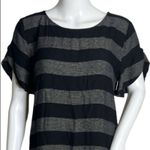 Loft Dress Womens Medium Black White Dot Wide Stripe Shift Neutral Minimalist Photo 3