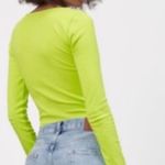 ZARA  Neon Green Knotted Front Long Sleeve Crop Top Photo 7