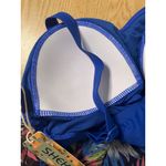 B14 New Women’s 1pc Swimsuit Dress Palm Leaves Print size Small Blue Photo 4