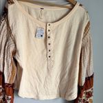 Free People NEW  Vintage Combo Light Magic Henley Blouse Small Photo 5