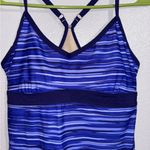 Athleta  Womens Shorebreak Swim Dress Size Small Blue Striped Photo 3