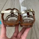 Furla Carmen Leather Vitello Sparkling Sandals 36 Gold & Cognac $365 Italy Photo 7