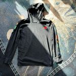 Adidas  Long Sleeve Hoodie Women’s XS Black Rainbow Logo Sleeve Cotton Pullover Photo 0