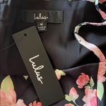 Lulu’s black floral print satin midi dress with side slit Size M Photo 4