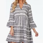 NEW Francescas Mi Ami Swimsuit Coverup Mini Dress Navy Blue, White V Photo 0