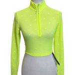 Adam Selman  Sport Perforated Polka Dot Neon Yellow Mesh Crop Top Size XS NEW NWT Photo 2