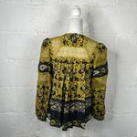 SEA New York Women’s Silk Lace Crochet Bib Mustard Black Blouse Size 2 Photo 3