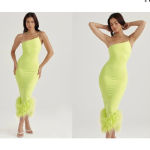 House Of CB House of‎ CB ‘Alessia’ Lime Feathered Midi Dress size XS $299 Photo 12