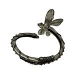 Lucky Brand  Hinge Bracelet Cuff Dragonfly Silver Tone Red Green Stones Photo 1