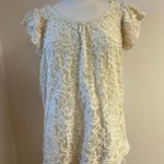 Forever 21 Twentyone made in USA cream lace blouse with fluttery sleeves and ruffles Photo 1