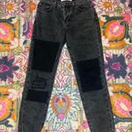IRO Jeans Lep Patchwork Distressed High Rise Slim-Leg Ankle Jeans Black Wash Size 25 Photo 2
