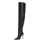 Good American  Super High Above Knee Thigh High Heeled Boots in Black Glitter 6.5 Photo 1