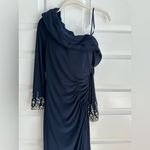 Mac Duggal Beaded Cuff Drop Shoulder Wrap Style Gown Dress 12231 Navy Photo 5