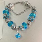 European Crystal Bracelet Turquoise & Silver Photo 0
