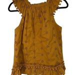 J.Crew Re-Imagined by Brown Eyelet Flutter Sleeve Pom Pom Trim Top Photo 0