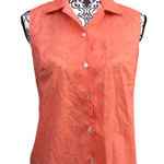 Vintage 80s Land N Sea Lightweight Orange Sleeveless Button Up Shirt S Photo 0