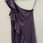 The Limited  Purple Satin Ruffle Front Knit Back‎ One Shoulder Blouse Size S Photo 0