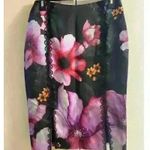 Marchessa notte black satin lace detail floral‎ print skirt Sz 4 Photo 0