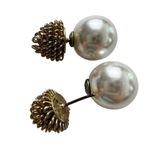 Faux Pearl Earrings Gold Tone Flower Button Ball Stud Statement Earrings Photo 1