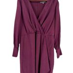 Julia Jordan  Long Sleeve Wrap Neck Short Dress in Cabernet size 16 NWT Photo 3