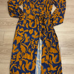 La Ligne Imogen Dress Silk Faux Wrap Floral Keyhole Maxi Dress Size L *FLAW Orange Size L Photo 0