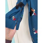 The Limited Floral Print Teal Blue 3/4 Sleeve Button Neck Blouse Size PM Photo 1