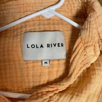 Lola River Gauze Button Down Shirt Short Sleeve Relaxed Fit Orange Muslin Light Size M Photo 3