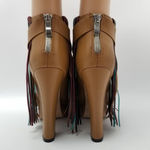 Charm City Sole Womens Fringe Platform Heel Ankle Booties Peep Toe Size 8 Brown Photo 2