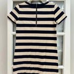 J.Crew  Navy & Cream Stripe Faux Leather Pockets Dress Short Sleeve Size XXS Photo 3