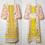 Saloni Aphrodite Borders Neelam Linen Maxi Dress Size 6 Yellow Photo 5
