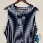 Coolibar Oceanside Tank Dress Womens XL Navy Blue Stripe Sleeveless UPF 50+ New Photo 2
