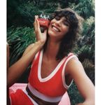 ZARA NWOT  Terry Cloth Crop Top Cutout V-Neck Sleeveless Red White Photo 1