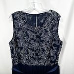 Candalite Plus Size 2X Formal Dress Navy Blue Floral Lace Tulle Prom Party 1233 Photo 3