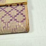 Gucci GG Canvas Wallet Purple Monogram Beige Leather Trim Snap Closure Photo 2