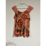 Woman’s Multi Pink Floral Print Blouse Sleeveless Studded Flowy Dress Barn Large Photo 3