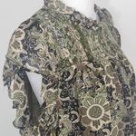 Carolina belle  Paisley Blouse with Ruffle Accents Size Large Boho Smocked Blouse Photo 4