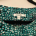 Chico's Green Black White Spotted Crewneck 3/4 Sleeve Shirt Women's size 3 / XL Photo 1