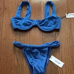 Nasty Gal NWT royal blue Shimmer Ruched Underwire Bikini Set size 4 Photo 1