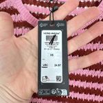 VERO MODA  Pink Brown Striped Open Knit Cropped Pullover Sweater XS NWT Beach Photo 6